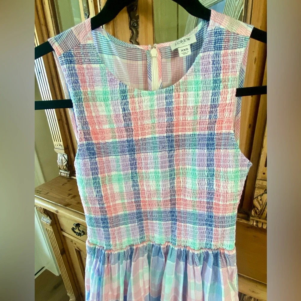 J Crew pastel plaid midi dress, size XXS - Picture 4 of 14